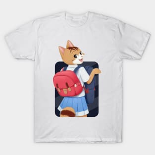 Happy Cat Friends Going to School T-Shirt